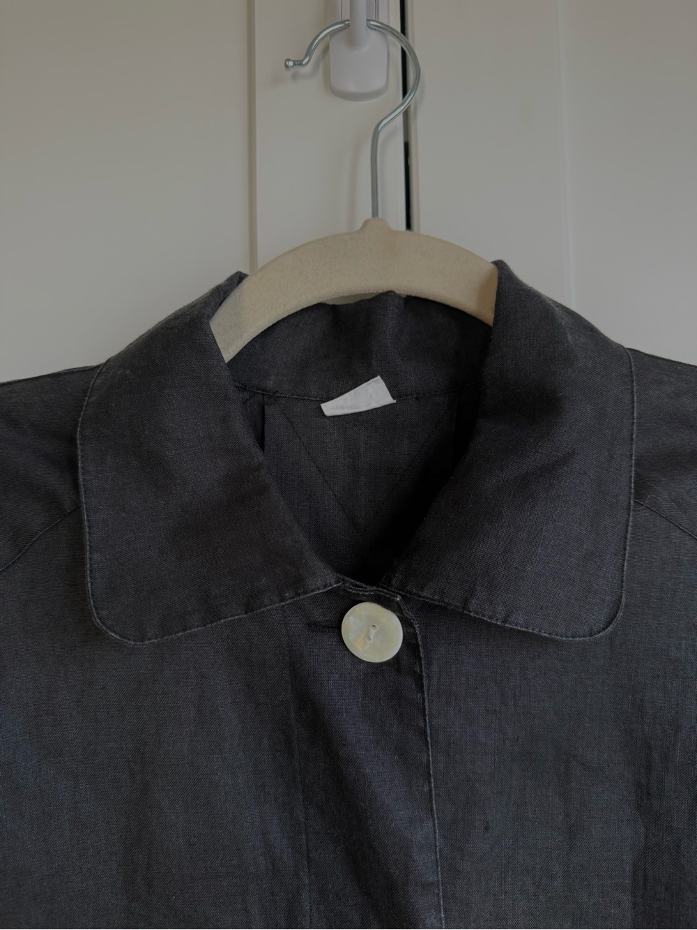 Vintage 100% Linen Button Down Black Utility Jacket Medium - Picture 8 of 8